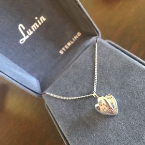 Sterling Heart-Shaped Flower Locket